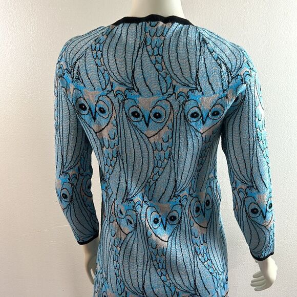 Anthropologie HWR Nestled Owl Print Tunic dress sweater cozy top Artsy - Picture 5 of 10